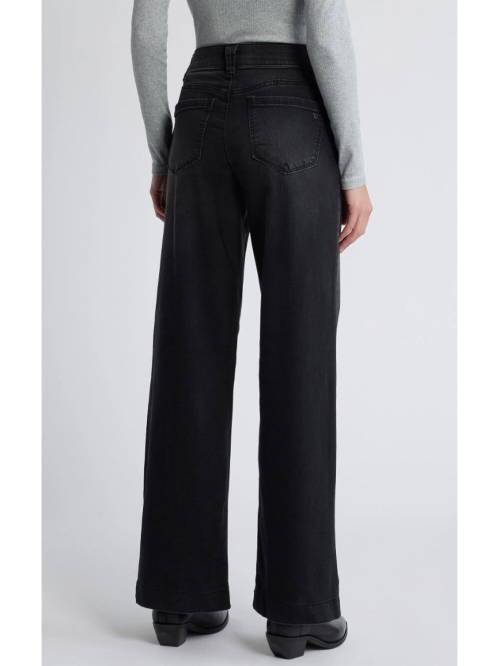 WIT & WISDOM NWT SAM HIGH RISE WASHED BLACK WIDE LEG JEAN. SIZE 6 - Picture 2 of 15